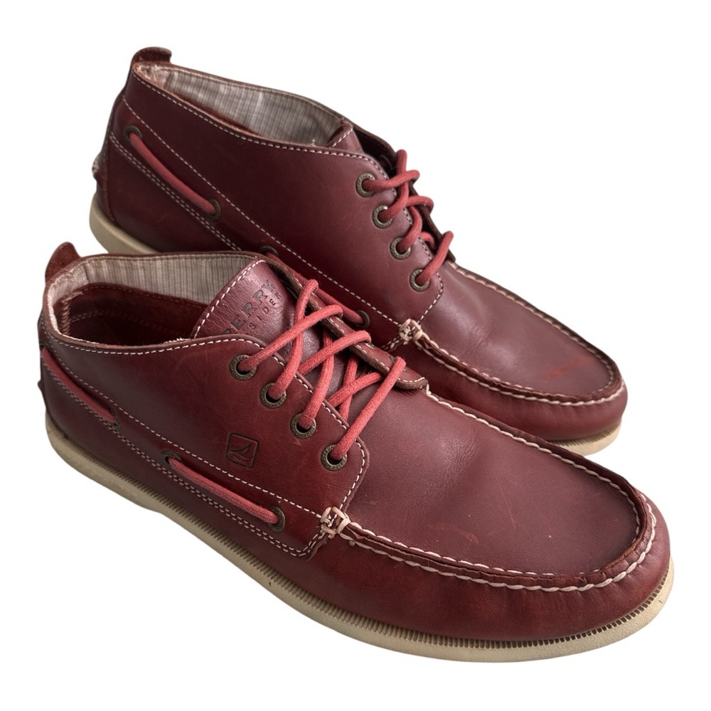 Sperry Leather Boat Shoes Men’s 12 Oxblood Nautical Preppy Coastal Top Sider EUC